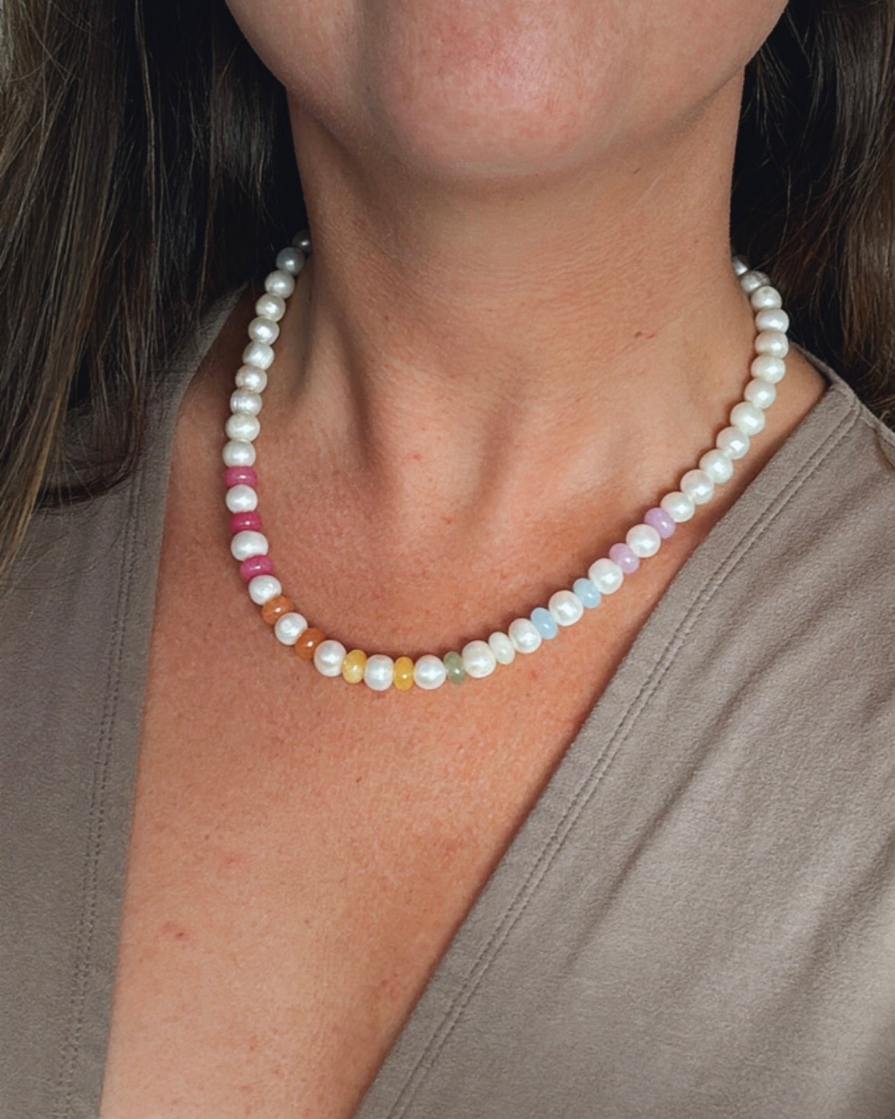 Opal & Pearl Gemstone Necklace