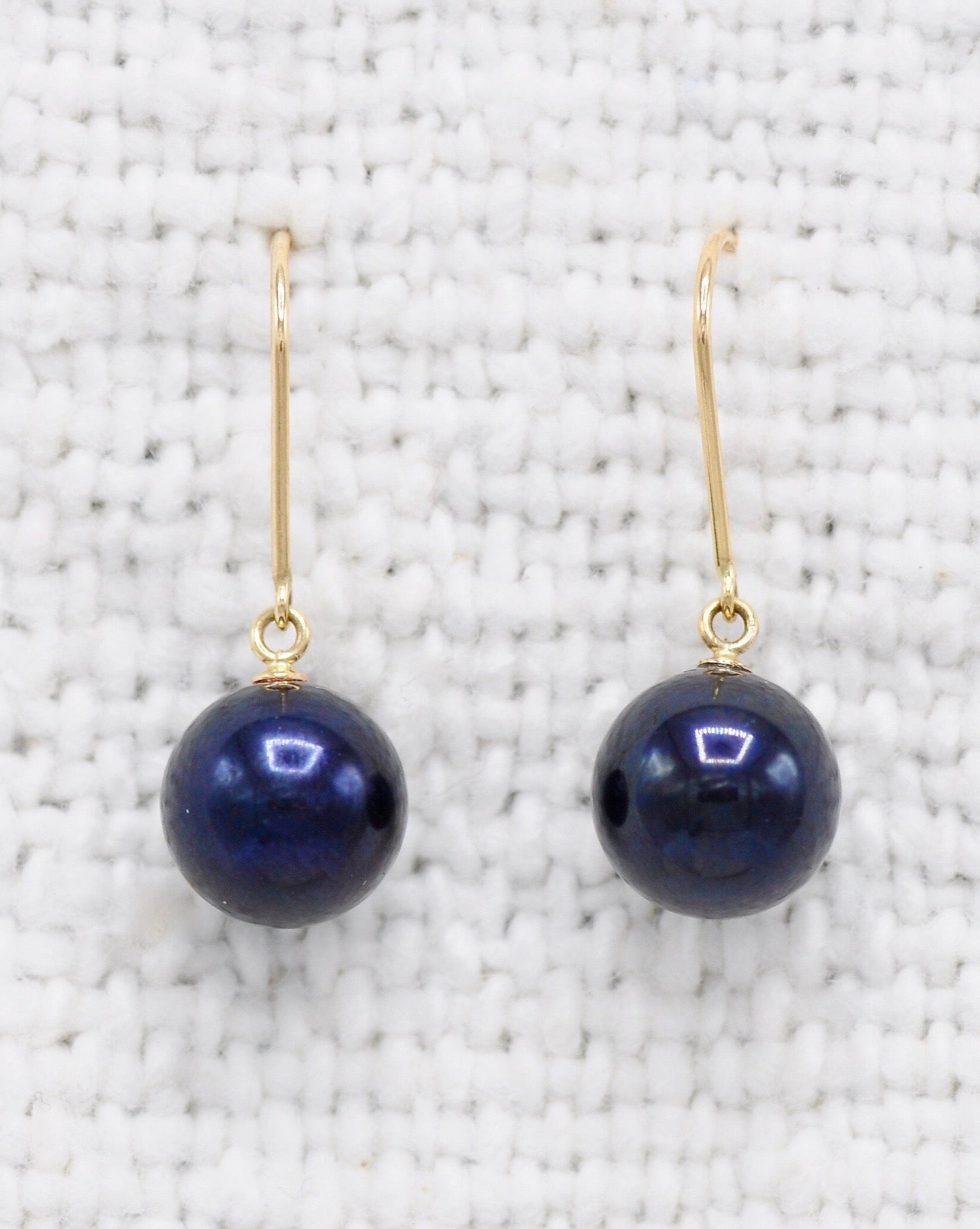 Black Pearl Earrings - Sculptress - 14k solid yellow gold