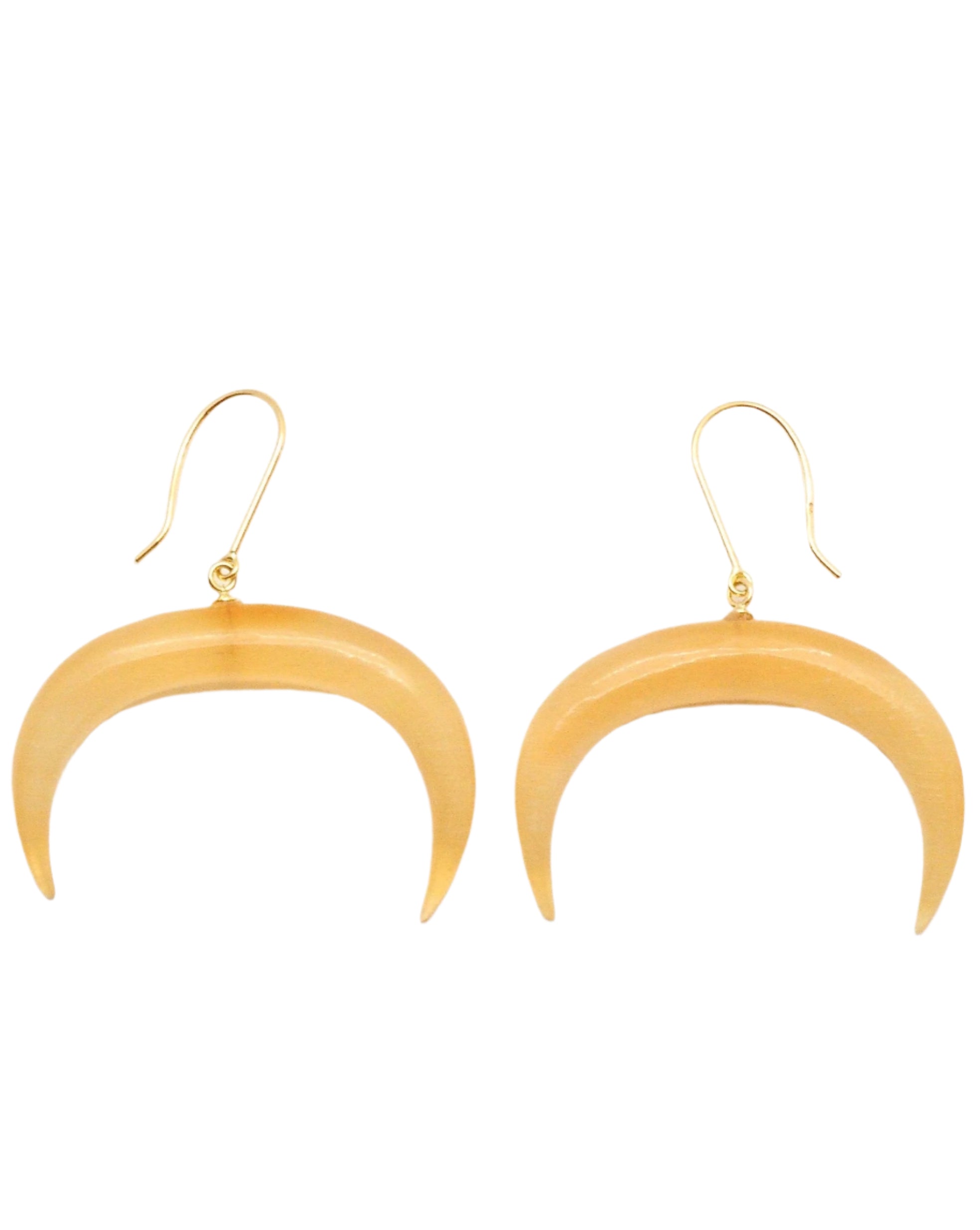 Ezili Earrings - 14k solid yellow gold horn moon handmade earring Sculptress jewelry