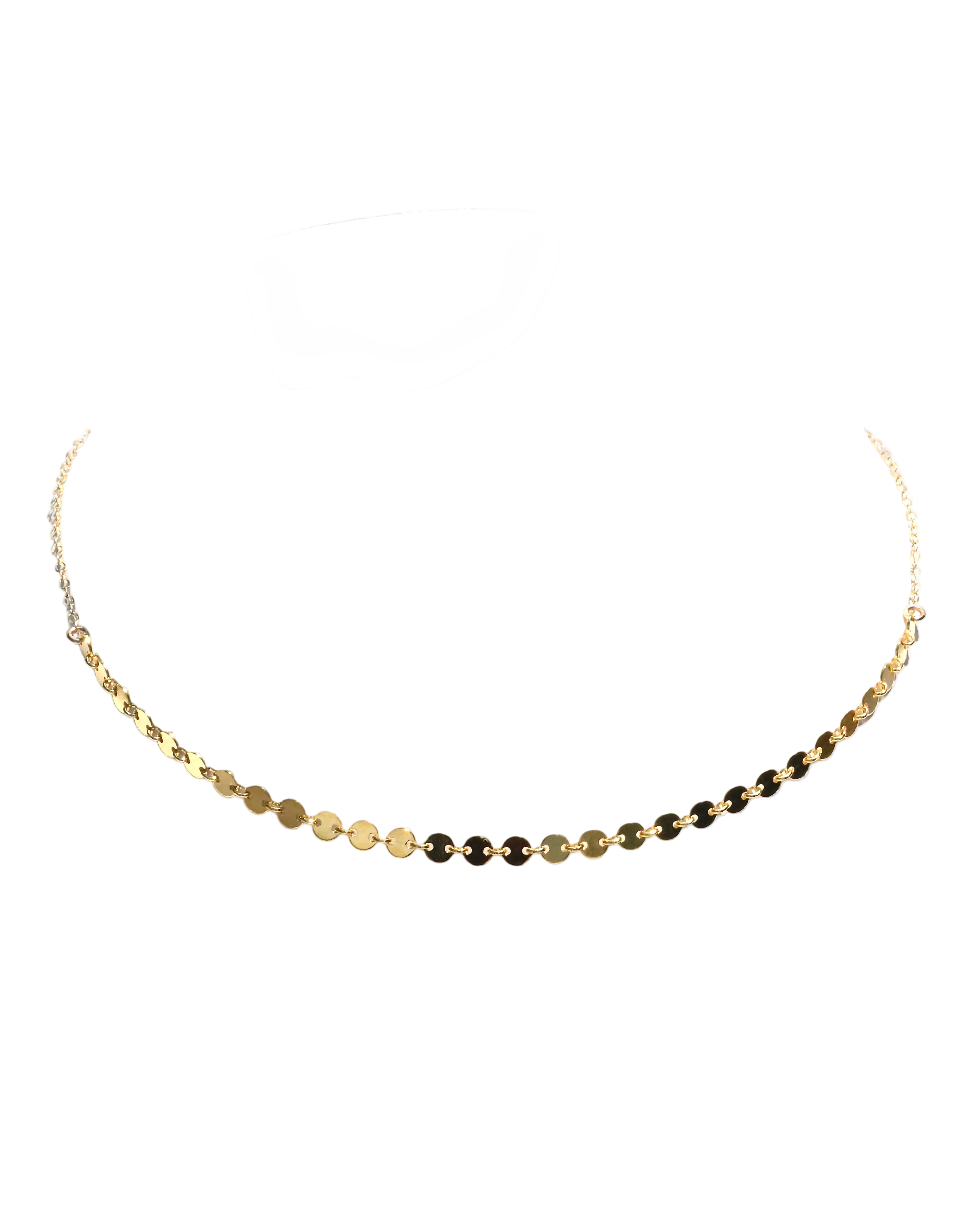 Necklace with gold beads on a white background