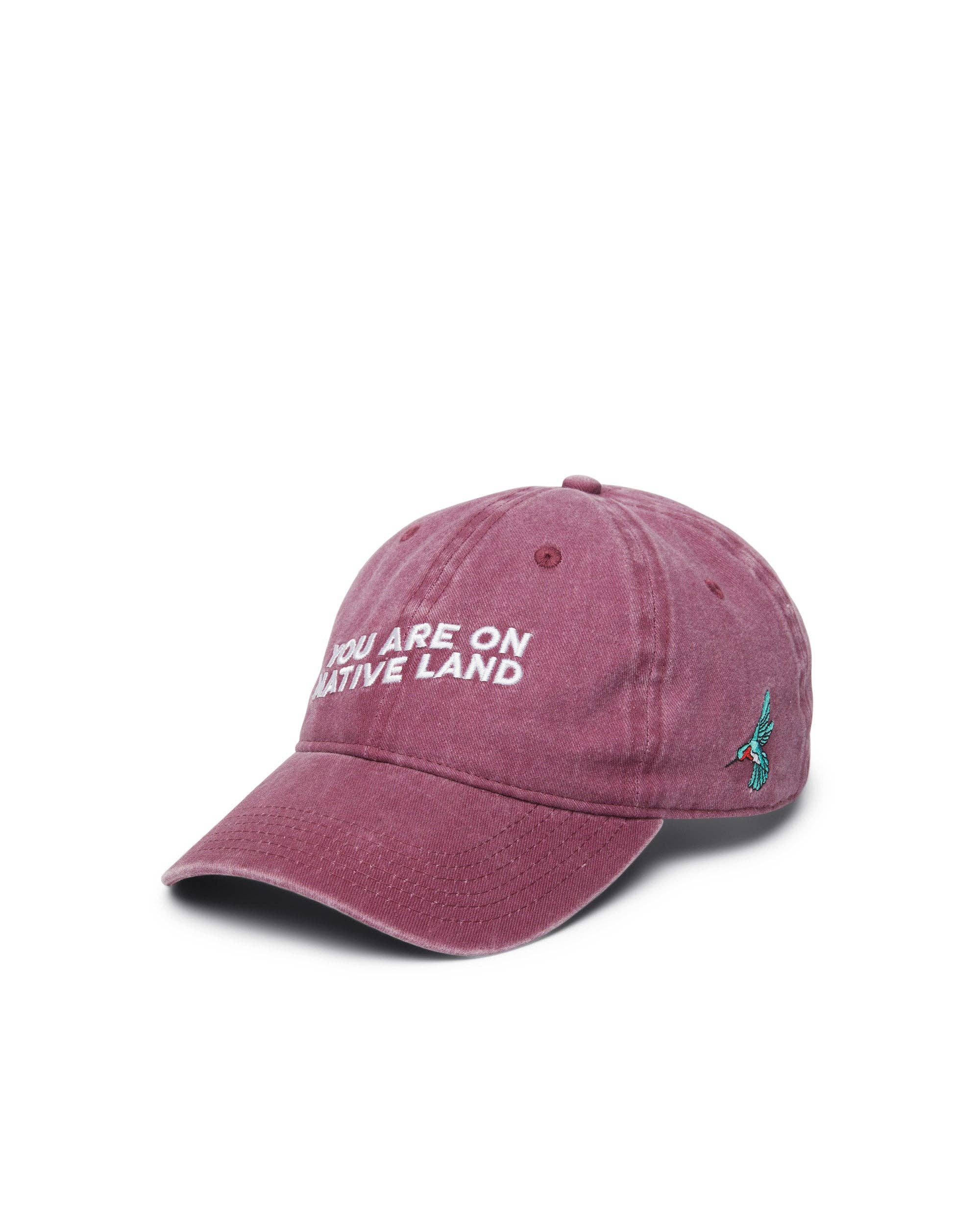You Are On Native Land Dad Cap - Maroon - Sculptress
