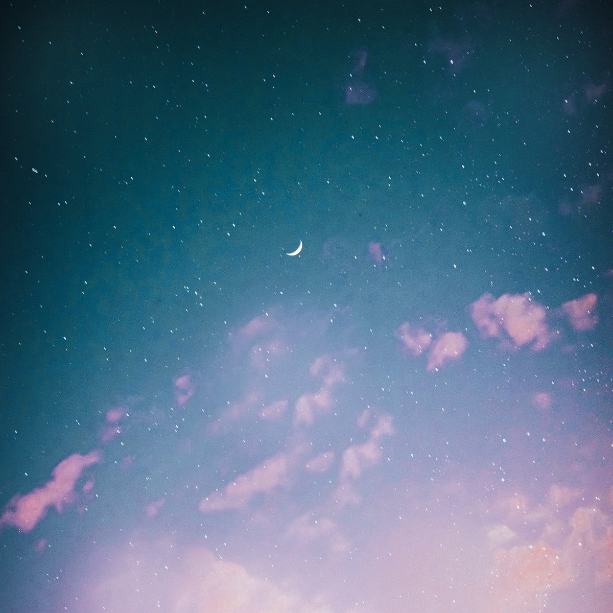 Ether element jewelry — crescent moon in pink clouds and stars, handmade in Big Sur | Sculptress